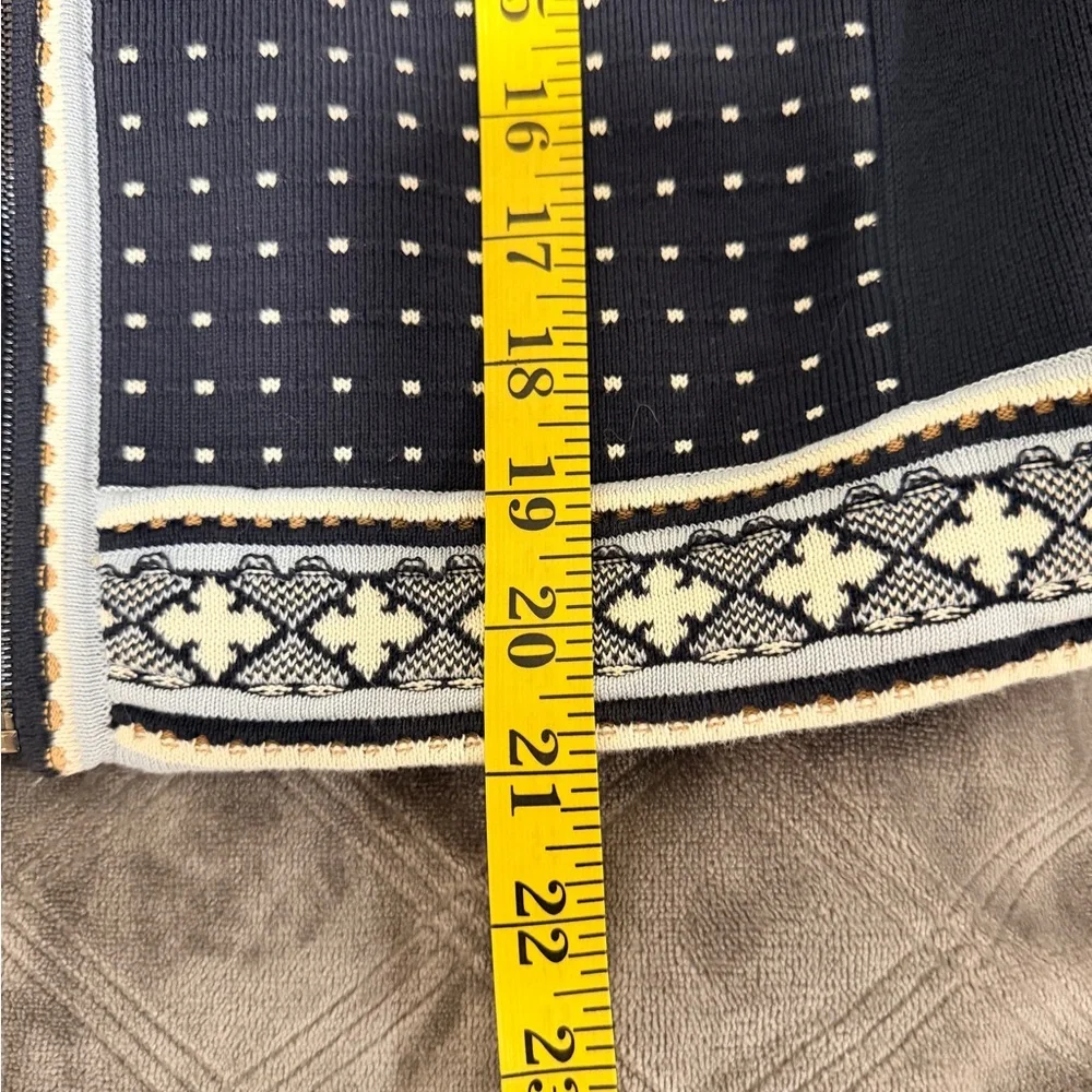 Tory Burch Navy Cardigan Sweater Long Sleeve Zipper Sweater Cotton &Nylon Blend